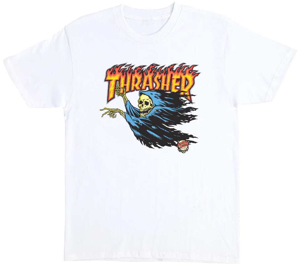 Santa Cruz x Thrasher - O'Brien Reaper Tee | White – Plusskateshop.com