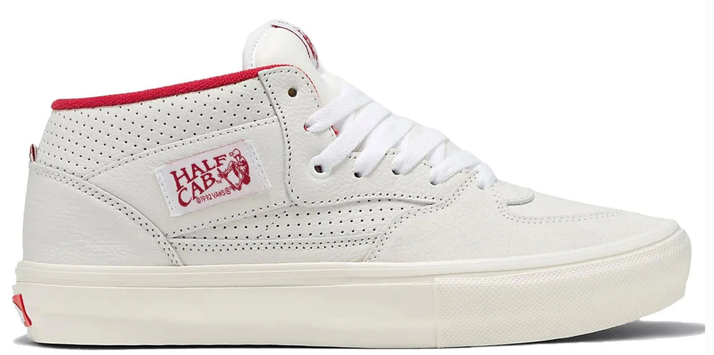 Vans - Skate Half Cab Shoes | White Red (Vintage Sport