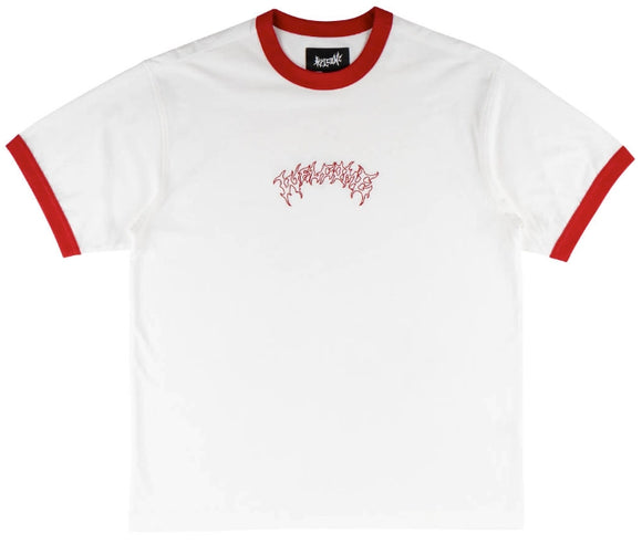 Welcome - Barb Ringer Tee | White Red