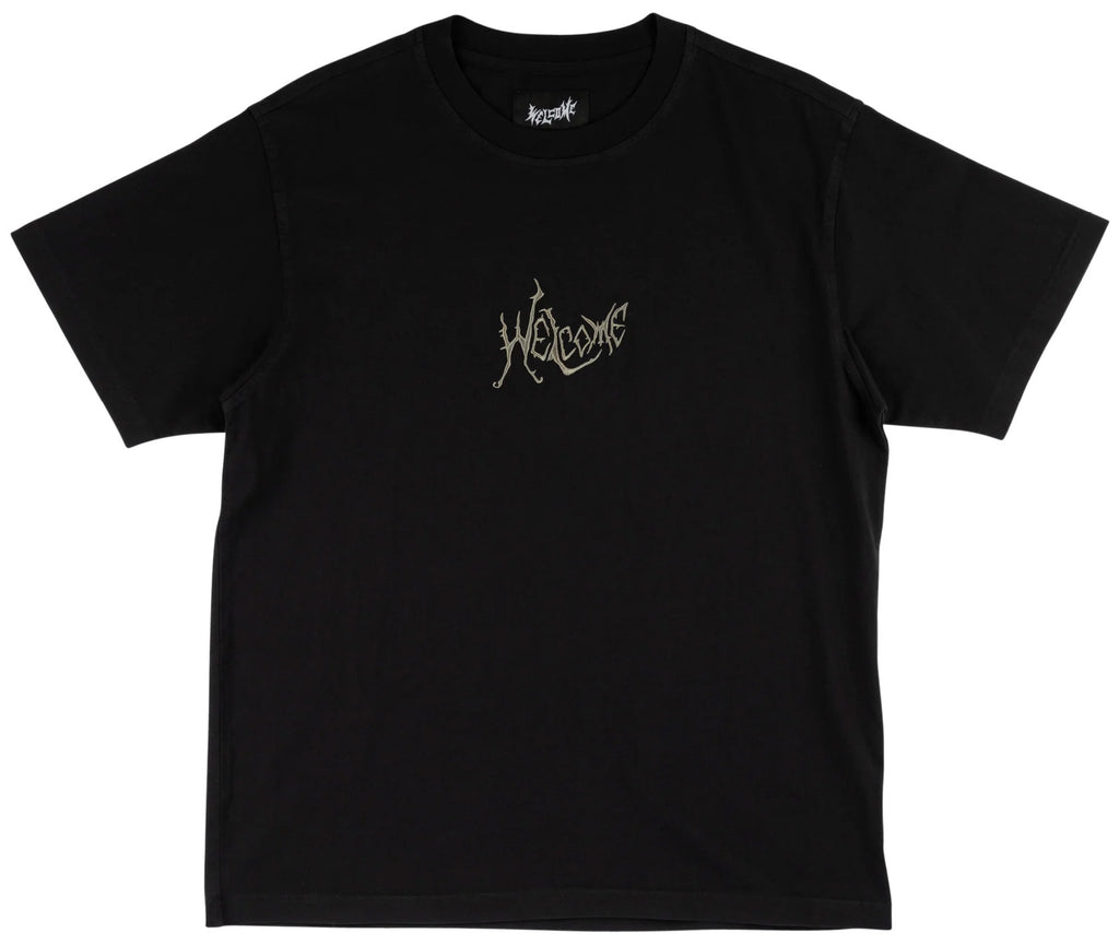 Welcome - Spine Garment-Dyed Knit Tee | Black – Plusskateshop.com