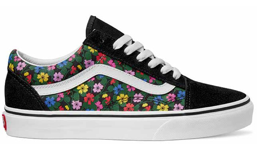 Vans Old Skool Shoes Black (Floral) - Main Image