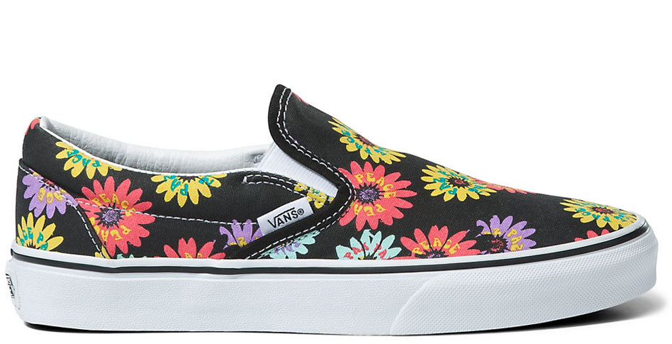 Vans - Classic Slip-On Shoes | Black (Peace Floral) PlusSkateshop.com