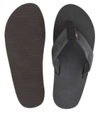 Rainbow - Men's Single Layer Leather Sandals | Black