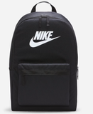 Black Nike backpack with white logo on a white background