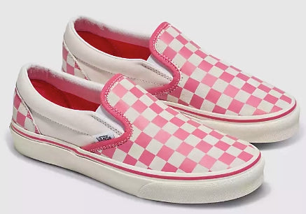 Vans Classic Slip-On Shoes Pink White (Checkerboard)
