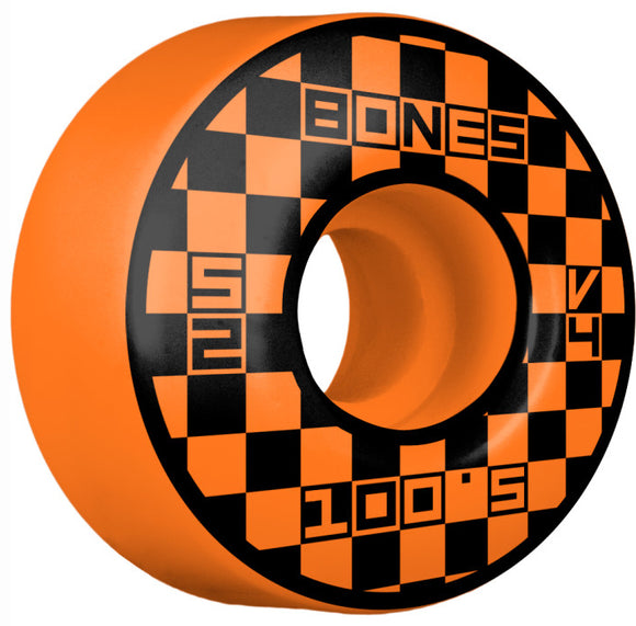 Bones - Block Party V4 52mm 100a Wheels | Orange (Wide Shape)