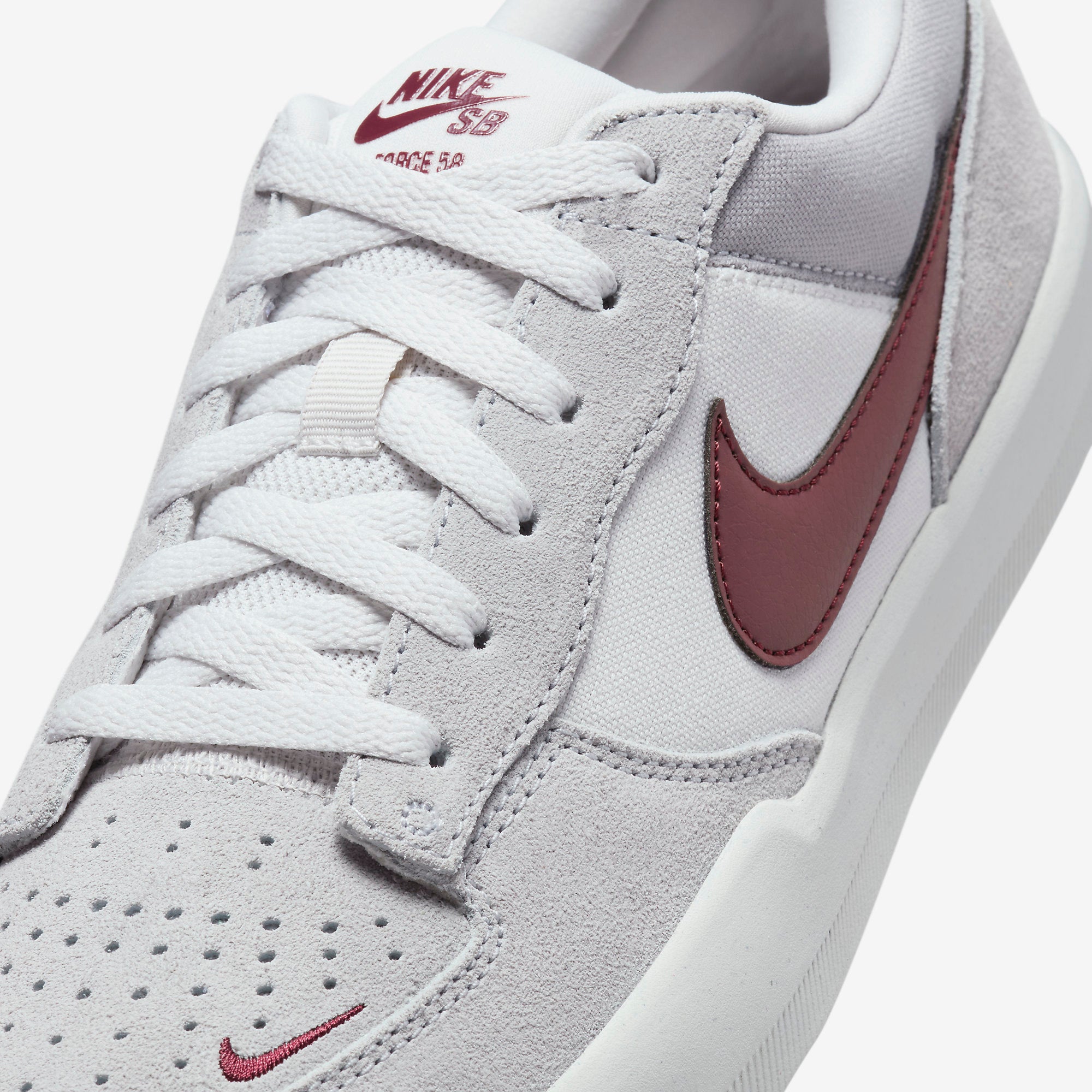 Nike SB Force 58 Shoes Platinum Dark Red Plusskateshop