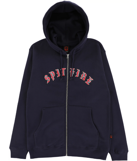 Spitfire - Old E Embroidered Zip Hood | Navy