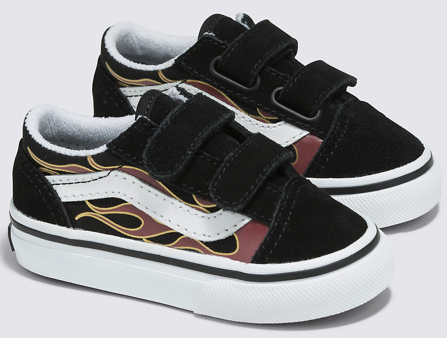 Vans Toddler Old Skool V Shoes Black Metallic Flame Plusskateshop