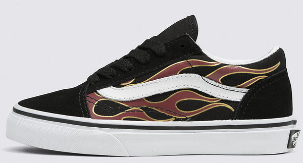 Vans - Kids Old Skool Shoes | Black (Metallic Flame)