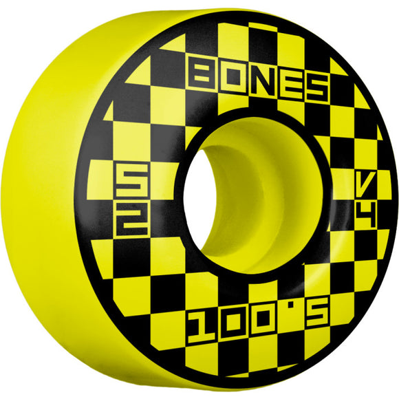 Bones - Block Party V4 52mm 100a Wheels | Yellow (Wide Shape)