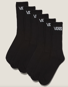 Vans - Classic Crew 6-Pack Socks | Black