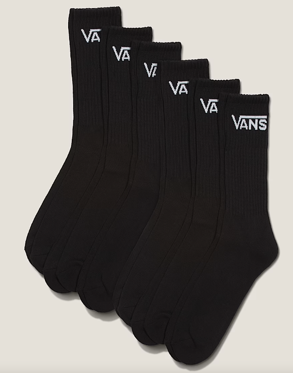 Vans - Classic Crew 6-Pack Socks | Black