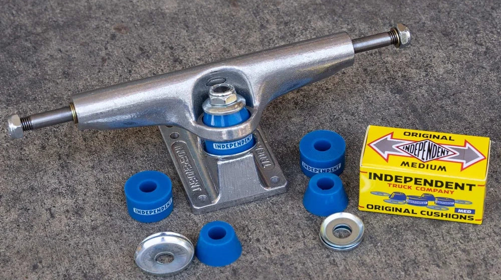 thumbnail image 2 of Independent Skateboard Trucks 215 Stage 11 + Medium Hard 92a Bushings Kit - Perfect For Wider Boards 2 of 13