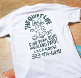 Quiet Life - Skating Cat Tee | White