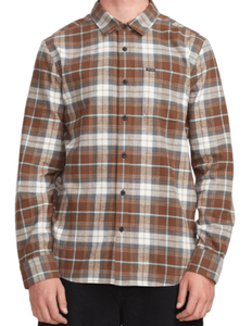 Volcom - Caden Plaid L/S Flannel Shirt | Dark Earth