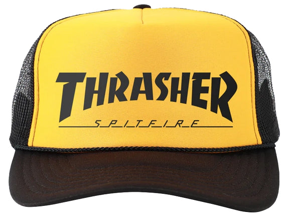 Thrasher x Spitfire Trucker Hat | Black Gold