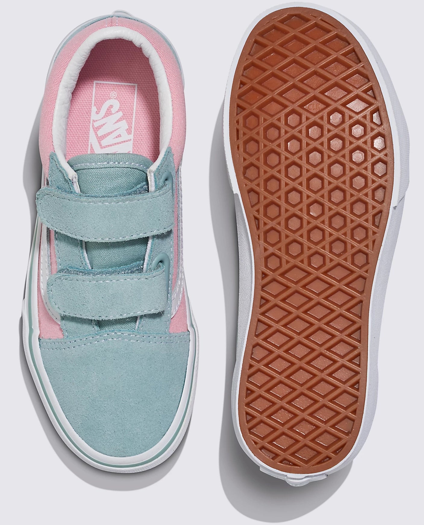 Vans Kids Old Skool V Shoes Grey Pink 2 Tone Plusskateshop