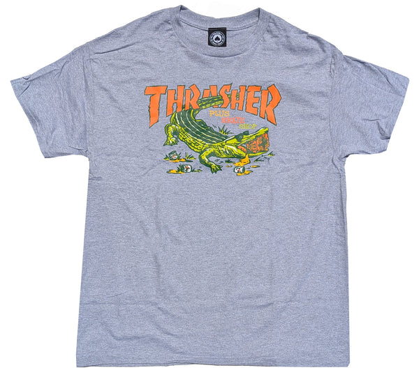 Thrasher x Plus - Gator Tee | Grey – Plusskateshop.com