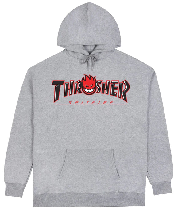 Thrasher x Spitfire - Big Head Outline Hoodie | Ash Grey