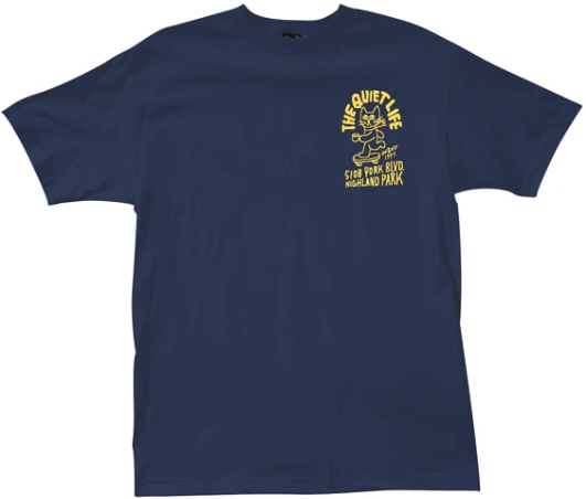 Quiet Life - Skating Cat Tee | Navy