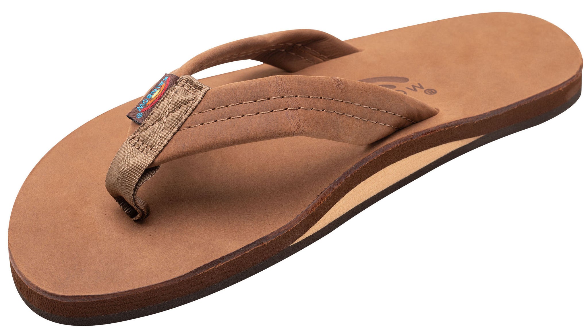 Rainbow - Men's Single Layer Leather Sandals | Redwood