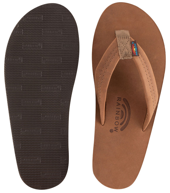 Rainbow - Men's Single Layer Leather Sandals | Redwood