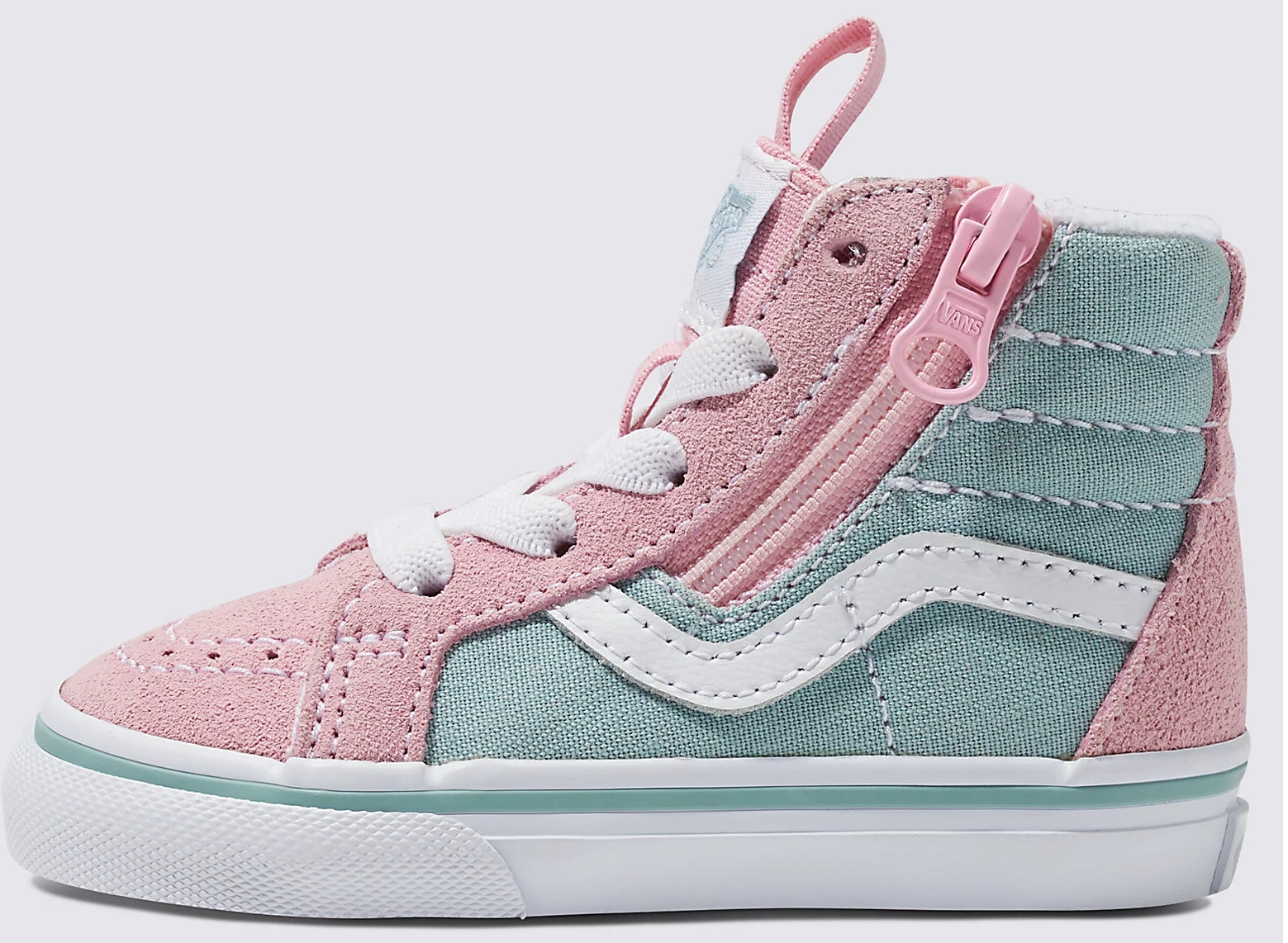 Vans Toddler Sk8 Hi Side Zip Reissue Shoes Grey Pink 2 Tone Plusskateshop