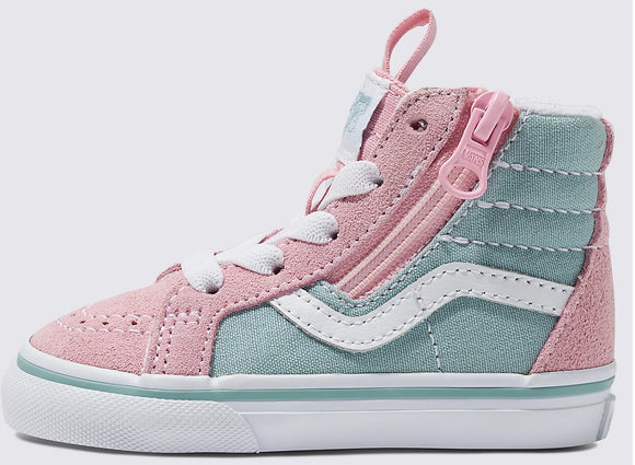 Vans Toddler Sk8-Hi Side Zip Reissue Shoes Grey Pink (2-Tone