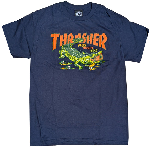 Thrasher x Plus - Gator Tee | Navy – Plusskateshop.com
