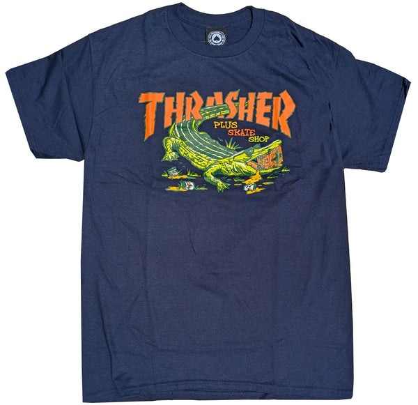 Thrasher x Plus - Gator Tee | Navy – Plusskateshop.com