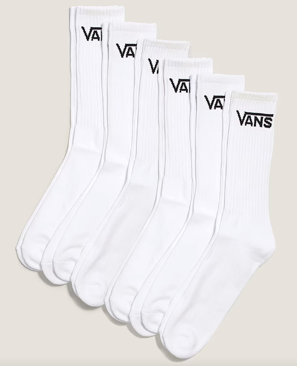 Vans - Classic Crew 6-Pack Socks | White
