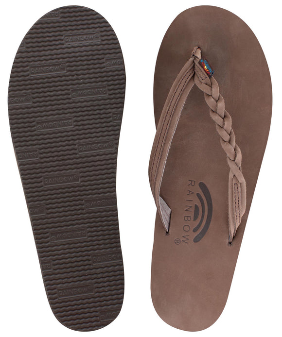 Rainbow - Women's Single Layer Leather Sandals | Expresso (Narrow Braid)