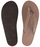 Rainbow - Women's Braidy Single Layer Leather Sandals | Dark Brown