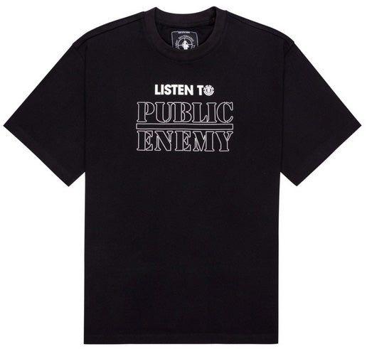 Element x Public Enemy - Listen To Public Enemy Tee | Flint Black