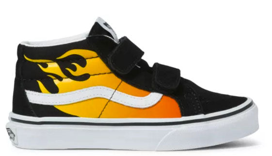 Vans - Kids Mid Skool V Reissue Shoes | Black (Hot Flame)