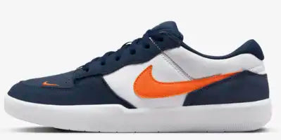 Navy shops and orange nike shoes