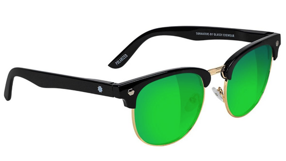 Glassy - Morrison Sunglasses | Black / Green Mirror