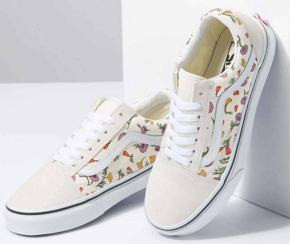 Flower Vans Shoes White Floral Vans Old Skool Vans Schuhe Creme