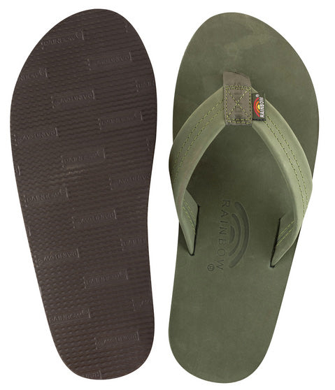 Rainbow - Men's Single Layer Leather Sandals | Forest Green