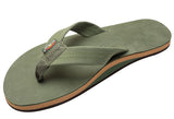 Rainbow - Men's Single Layer Leather Sandals | Forest Green