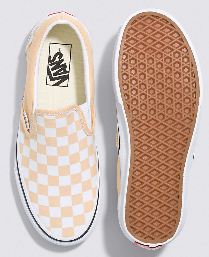 Vans Classic Slip On Shoes Honey Peach Checkerboard