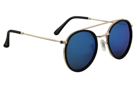 Glassy - Parker Sunglasses | Black Gold / Blue Mirror