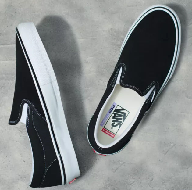 Vans - Skate Slip-On Shoes | Black White – Plusskateshop.com