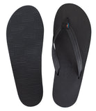 Rainbow - Women's Single Layer Leather Sandals | Black (Narrow Strap)