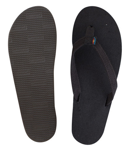 Rainbow - Women's Single Layer Hemp Sandals | Black (Narrow Strap)