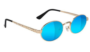 Glassy - Zion Premium Sunglasses | Gold / Blue Mirror